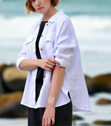 Linen Shirt Jacket - White