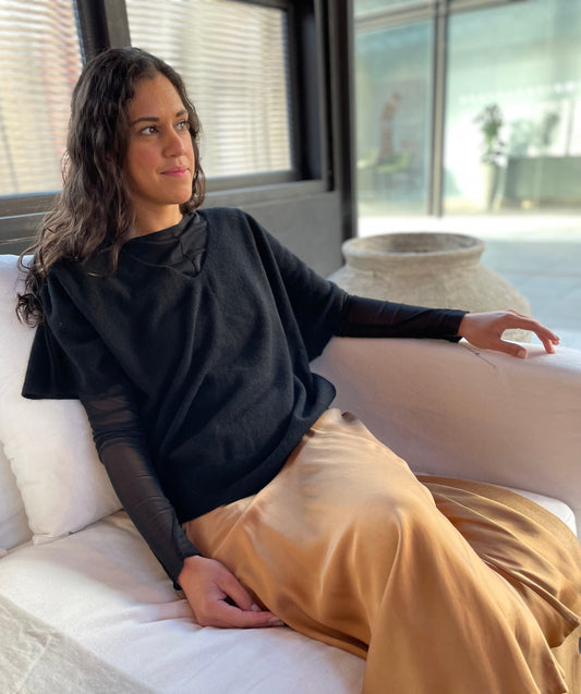 Cashmere / Silk Knit Top - Black