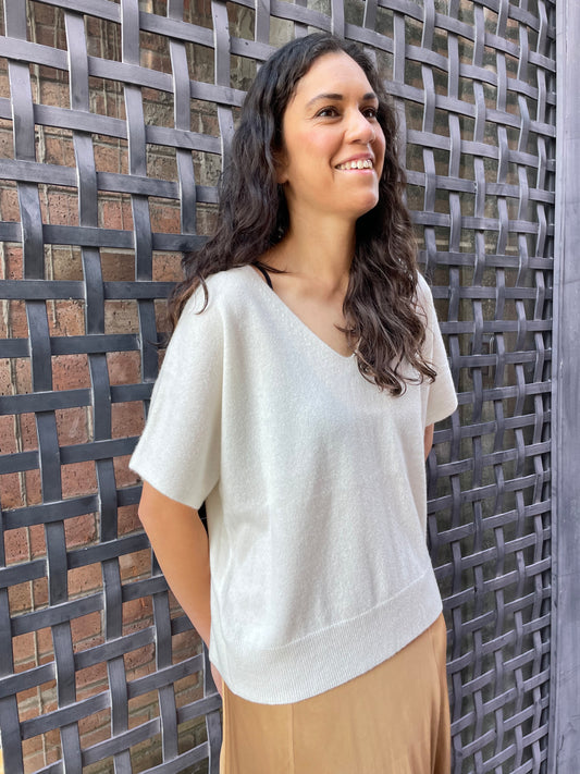 Cashmere / Silk Knit Top - Milk