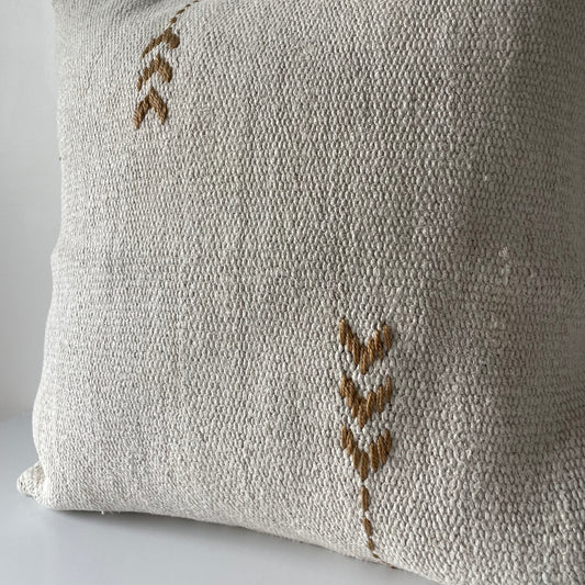 Vintage Hemp Cushion - Honey Feather
