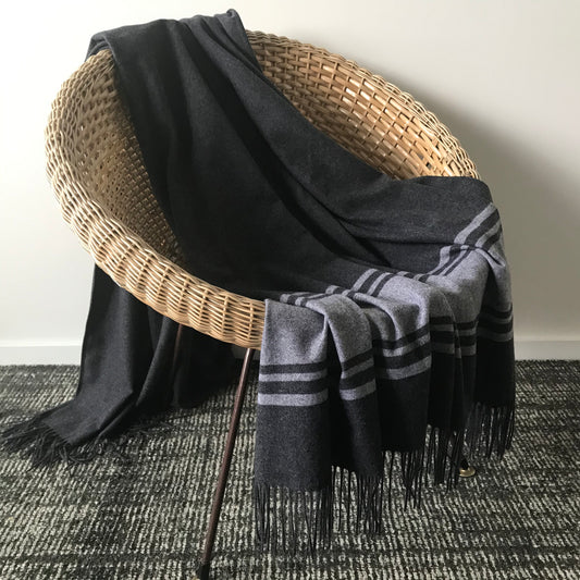 LOOM Classic Stripe Throw - Dark Grey