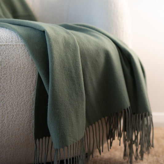 LOOM Cashmere Merino Throw in Sage SAMPLE ONLY