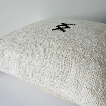 Vintage Hemp Cushion - Black Crosses