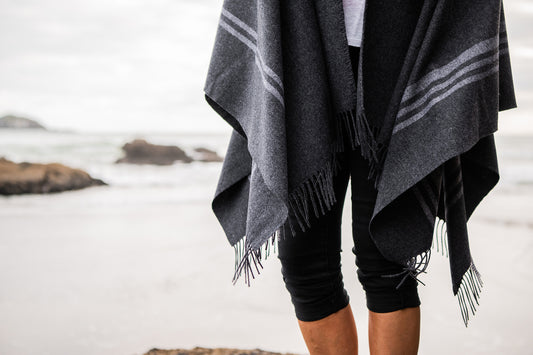 Loom Poncho - Dark Grey Marle