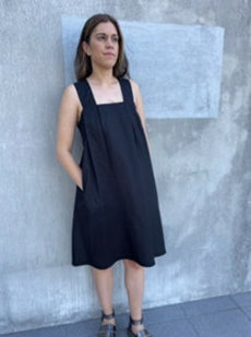 Belgian Linen Square neck Tunic/Dress - Black