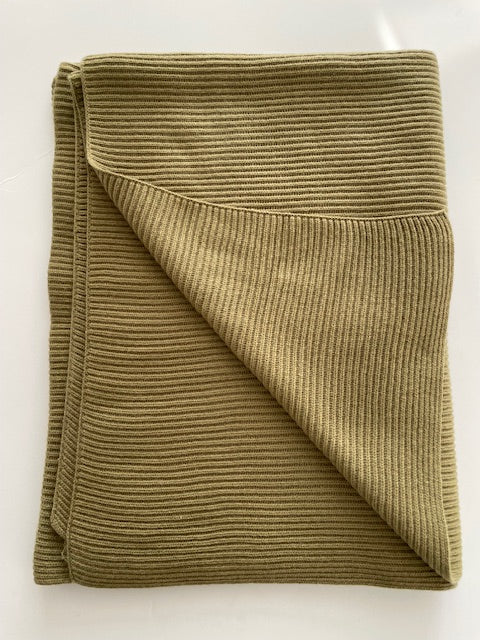 Cashmere Merino Knit Rib Throw Blanket - SAMPLE