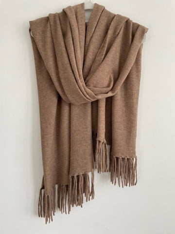 Cashmere Knit Fringed Shawl - SAMPLE