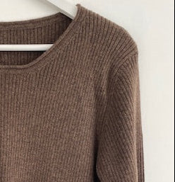 Cashmere Ribbed Top - Chocolate Marle SAMPLE