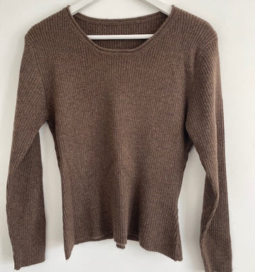 Cashmere Ribbed Top - Chocolate Marle SAMPLE