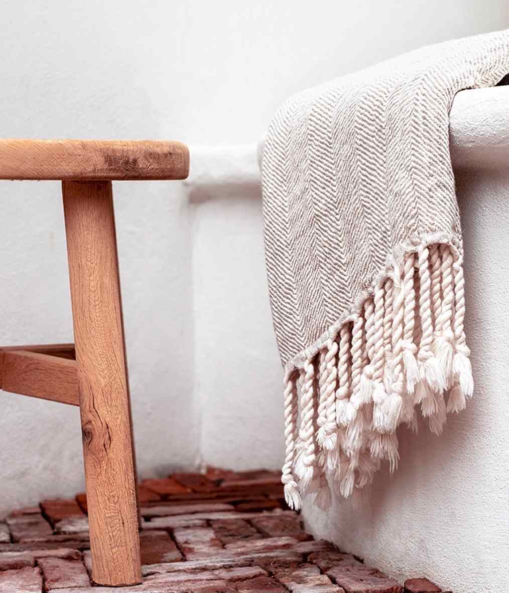 Linen Herringbone Throw