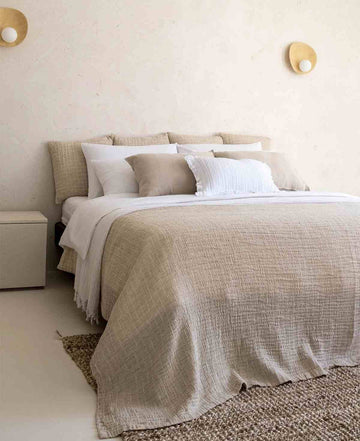 Natural Linen Textural Bed Cover/Throw