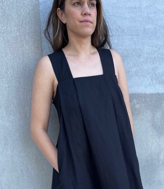 Belgian Linen Square neck Tunic - Black