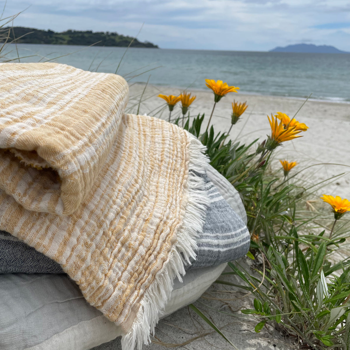 Wai Stripe XL Turkish Towel - Sunshine – Loomwares NZ