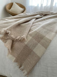 Cashmere Merino LOOM Plaid Blanket - Oatmeal